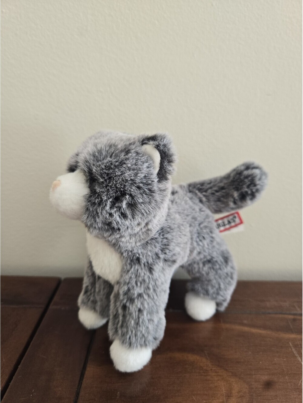 Douglas Cuddle Toy Kitten Plush 7" Gray Tuxedo Shaggy Stuffed Animal Cat Scatter